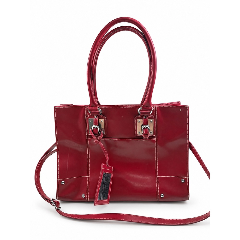 Wilsons Leather Vintage Y2K Red Leather Large Carryall Everyday Shoulder Bag